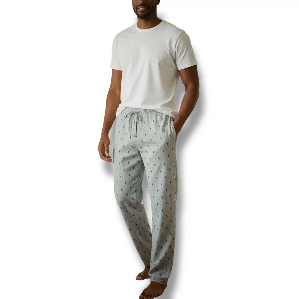 Polo Ralph Lauren Pony-Print Jersey Pajama Pant Mens‎ Size 3X Gray Navy Pony